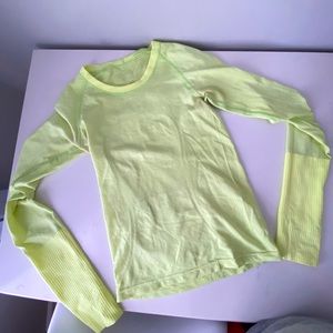 Neon yellow lululemon swiftly long sleeve